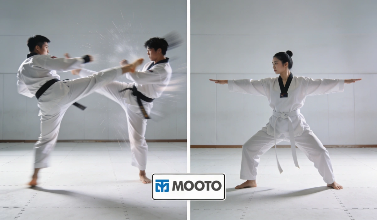 Comparativa de tallas y características entre los doboks Mooto MTX, Extera Pro y Poomsae Taeback — Mooto España
